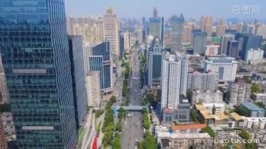 4K城市交通_航拍湖北武汉建设路城市高楼交通